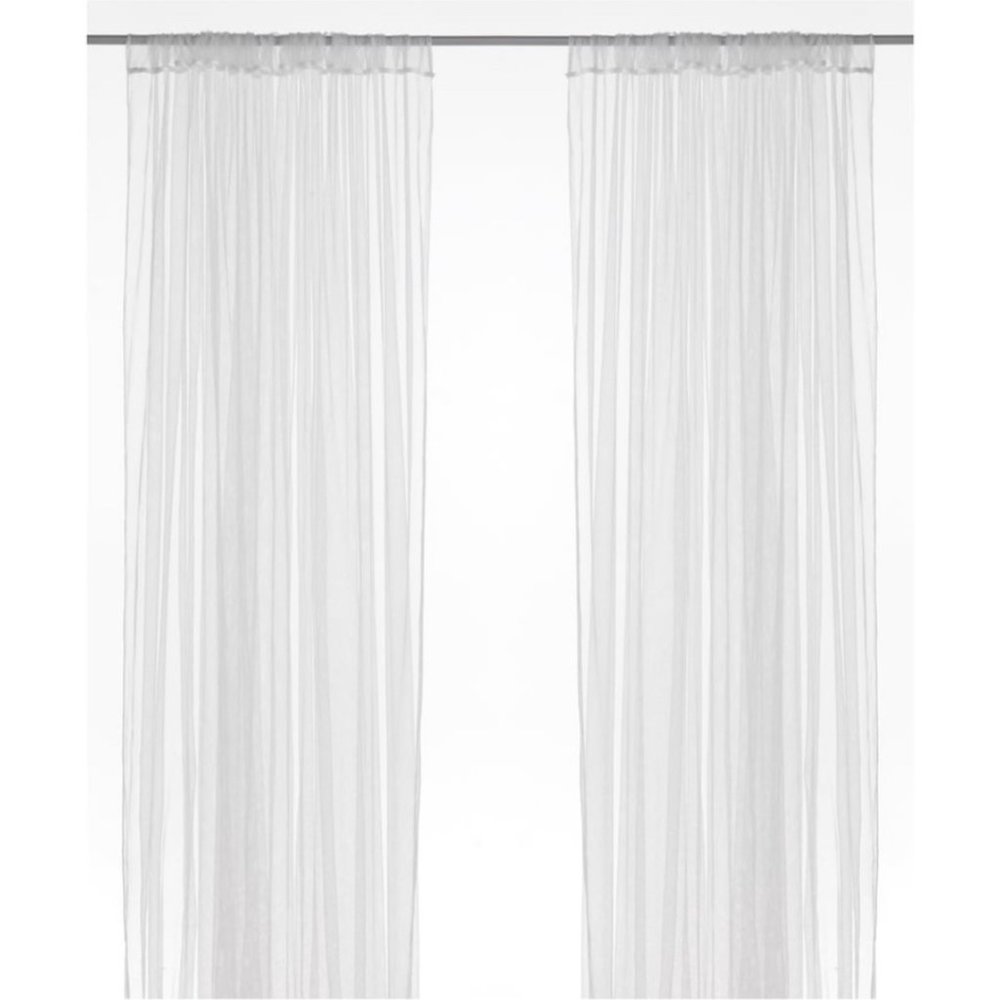 IKEA Lill Sheer White Mesh Pair Curtain Panels - Size 98” x 110”